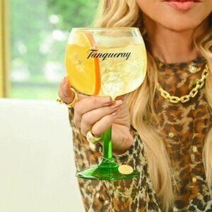 TANQUERAY Drink Wine Glass Charms/Cocktail SET OF 4 GOLD New Bar Glassware Bling